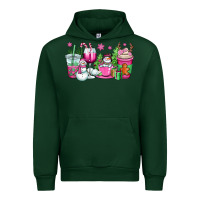 Forest Green pink christmas snowman coffee cups Urban Hoodie - OliviaCreatesArt