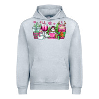 Heather Grey pink christmas snowman coffee cups Urban Hoodie - OliviaCreatesArt