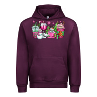 Mauve Wine pink christmas snowman coffee cups Urban Hoodie - OliviaCreatesArt