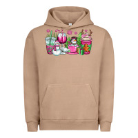 Pigment Burro pink christmas snowman coffee cups Urban Hoodie - OliviaCreatesArt