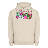 Pigment French Oak pink christmas snowman coffee cups Urban Hoodie - OliviaCreatesArt