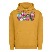 Pigment Peanut Butter pink christmas snowman coffee cups Urban Hoodie - OliviaCreatesArt