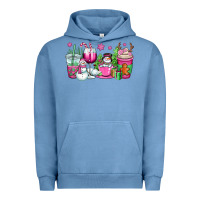 Pigment Pebble Blue pink christmas snowman coffee cups Urban Hoodie - OliviaCreatesArt