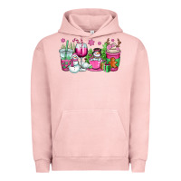 Pigment Salmon pink christmas snowman coffee cups Urban Hoodie - OliviaCreatesArt