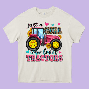 Just A Girl Who Loves Tractors Heavy Core Tee Designed By Zillion Design Studio