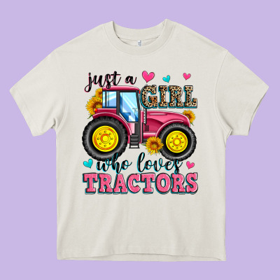 Just A Girl Who Loves Tractors Heavy Core Tee Designed By Zillion Design Studio