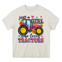 Cream just a girl who loves tractors Heavy Core Tee - Zillion Design Studio
