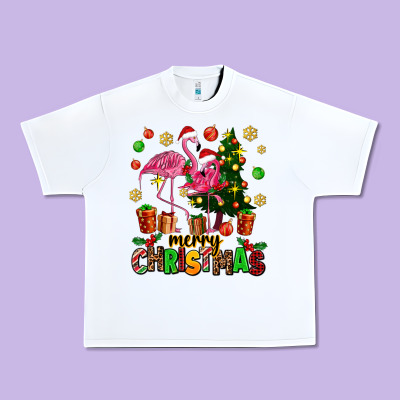 Flamingo Merry Christmas Urban Heavy Tee Designed By Adodesignshop