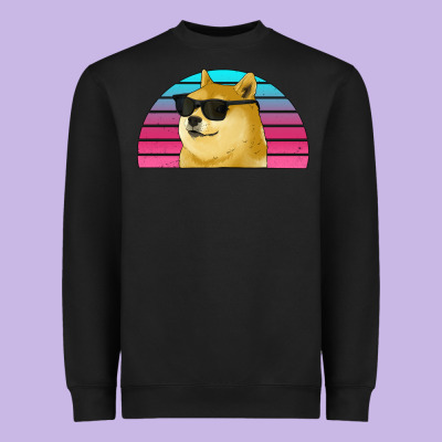 Doge Coin Bitcoin Hodl Retro Sunset Heavyweight Sweatshirt Designed By Jasminsmagicworld