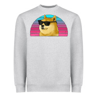 Heather Grey doge coin bitcoin hodl retro sunset Heavyweight Sweatshirt - Jasminsmagicworld