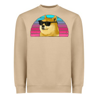 Mushroom doge coin bitcoin hodl retro sunset Heavyweight Sweatshirt - Jasminsmagicworld