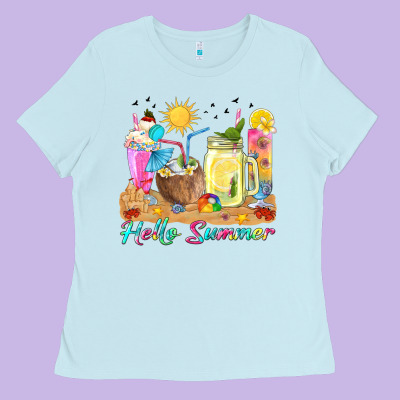 Hello Summer Drinks Ladies Tee Designed By Texasbilliewilder