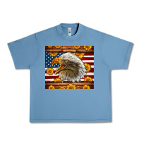 Pebble Blue American Flag Eagle Urban Heavy Tee - LillyAllenDesigns