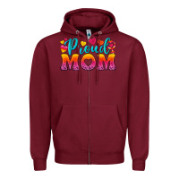 Burgundy Proud Mom Lesbian Zipper Hoodie - BundleAndBundleShop