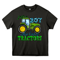 Asphalt just a boy who loves tractors Heavy Core Tee - Zillion Design Studio