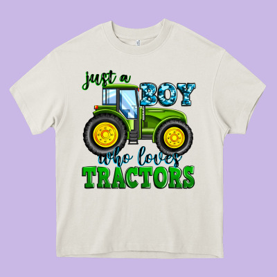 Just A Boy Who Loves Tractors Heavy Core Tee Designed By Zillion Design Studio