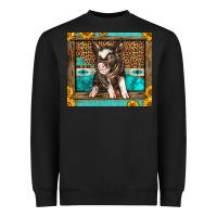 Black Western Cute Pig Heavyweight Sweatshirt - LillyAllenDesigns