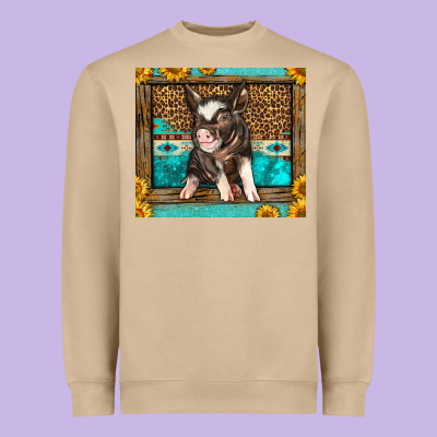 Western Cute Pig Heavyweight Sweatshirt Designed By Lillyallendesigns