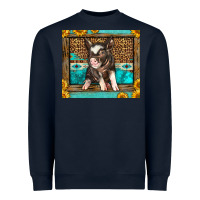 Navy Western Cute Pig Heavyweight Sweatshirt - LillyAllenDesigns