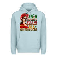 Blue Mist In a world full of princesses be a chingona Premium Hoodie - NancyCooperArtShop
