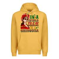 Mustard In a world full of princesses be a chingona Premium Hoodie - NancyCooperArtShop