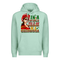 Seafoam In a world full of princesses be a chingona Premium Hoodie - NancyCooperArtShop
