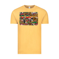 Vintage Mustard western serape cowhide and leopard background Vintage Tee - Artiststas