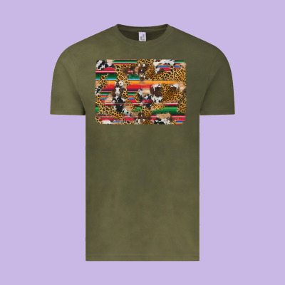 Western Serape Cowhide And Leopard Background Vintage Tee Designed By Artiststas