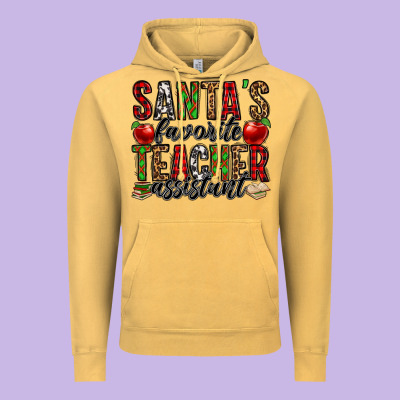 Santa's Favorite Teacher Assistant Vintage Hoodie Designed By Jasminsmagicworld