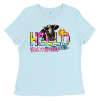 Baby Blue hello summer Ladies Tee - texasbilliewilder