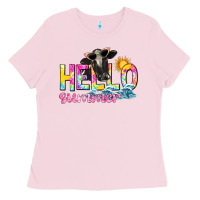 Bubblegum Pink hello summer Ladies Tee - texasbilliewilder