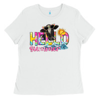 White hello summer Ladies Tee - texasbilliewilder