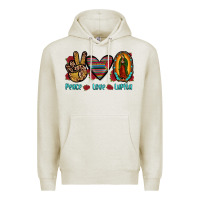 Oatmeal Heather peace love lupita Premium Hoodie - JahusDesignShop