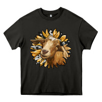 Asphalt sunflower with goat Heavy Core Tee - RanaPortraitStore