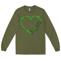 Army Green shamrock heart felling lucky Long Sleeve Tee - MaliasSmallBusiness