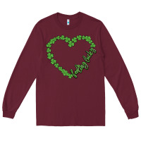 Burgundy shamrock heart felling lucky Long Sleeve Tee - MaliasSmallBusiness