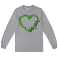 Heather Grey shamrock heart felling lucky Long Sleeve Tee - MaliasSmallBusiness