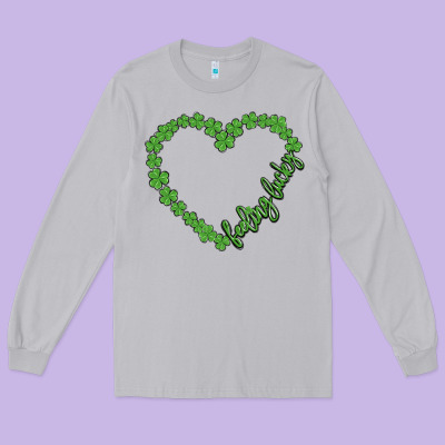Shamrock Heart Felling Lucky Long Sleeve Tee Designed By Maliassmallbusiness