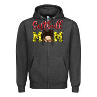 Charcoal Heather Softball Mom Zipper Hoodie - BundleAndBundleShop