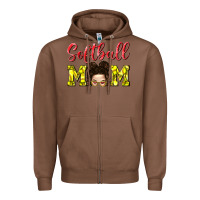Chestnut Softball Mom Zipper Hoodie - BundleAndBundleShop