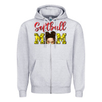 Heather Grey Softball Mom Zipper Hoodie - BundleAndBundleShop
