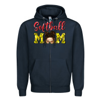 Navy Softball Mom Zipper Hoodie - BundleAndBundleShop