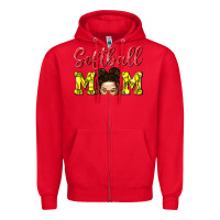 Red Softball Mom Zipper Hoodie - BundleAndBundleShop