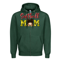 Sports Green Softball Mom Zipper Hoodie - BundleAndBundleShop