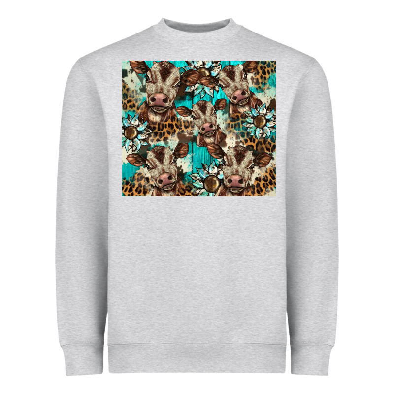 Western Cowhide Sunflower Baby Cow Heavyweight Sweatshirt by BarkalooDesign | Teevron
