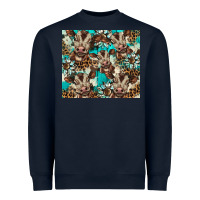 Navy western cowhide sunflower baby cow Heavyweight Sweatshirt - BarkalooDesign