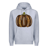 Heather Grey American Football Pumpkin Premium Hoodie - texasbilliewilder