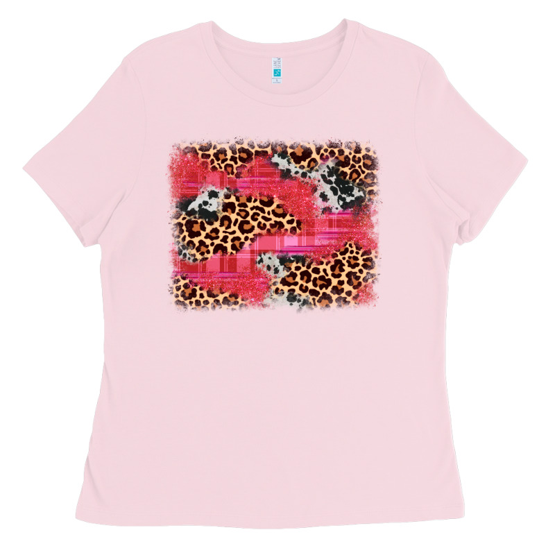 Valentine's Day Cowhide Leopard Background Ladies Tee by JahusDesignShop | Teevron