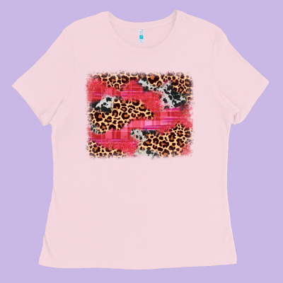 Valentine's Day Cowhide Leopard Background Ladies Tee Designed By Jahusdesignshop
