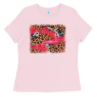 Bubblegum Pink valentine's day cowhide leopard background Ladies Tee - JahusDesignShop